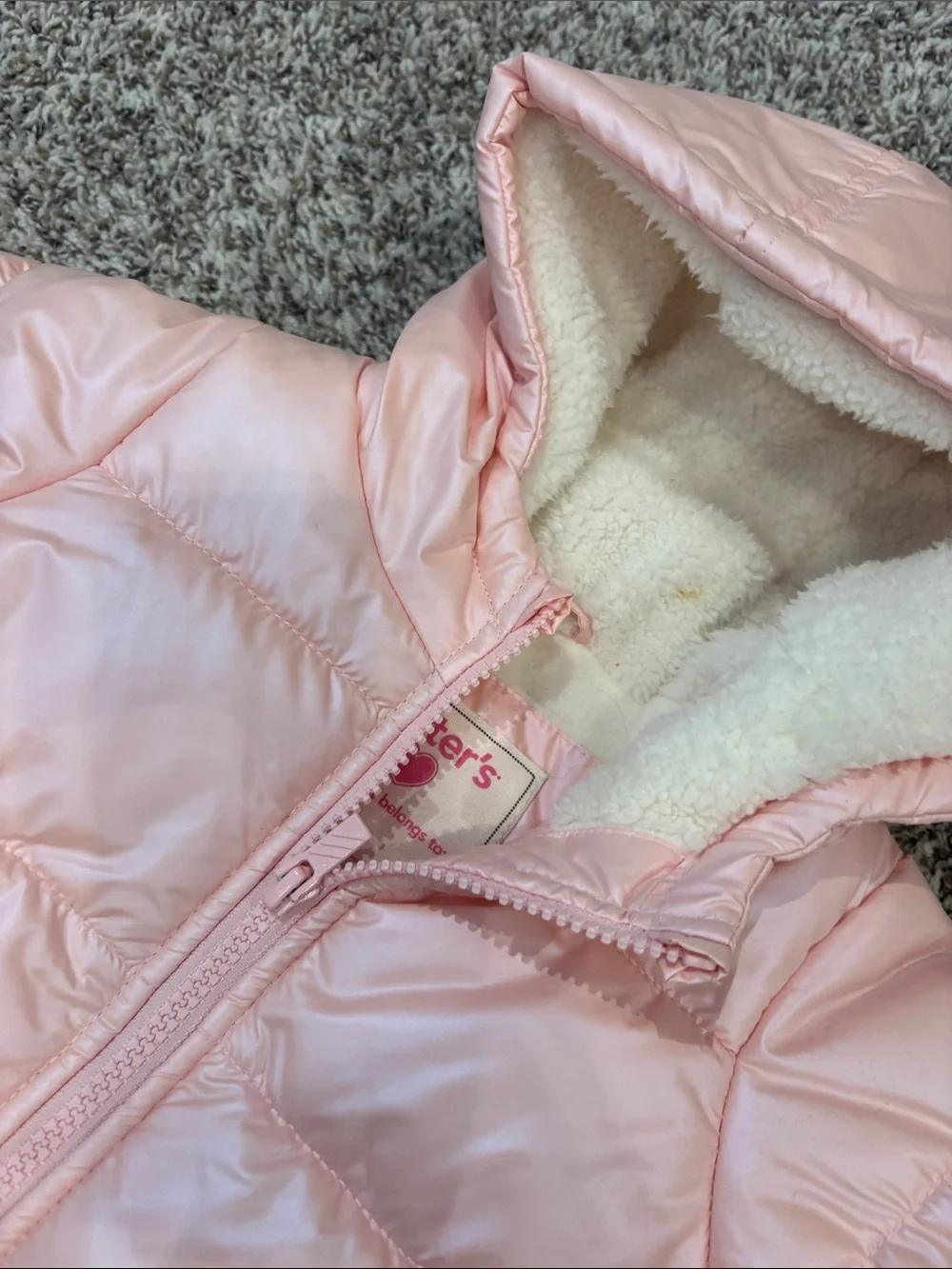Carter's Light Pink Puffer Hooded Jacket